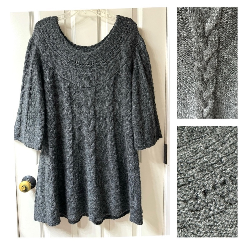 Free People Chunky Cable Knit Wool Blend Sweater Dress